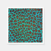 Leopard Brown und Aquamarin Print Serviette (Vorderseite)