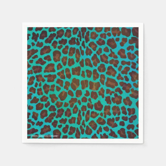 Leopard Brown und Aquamarin Print Serviette (Vorderseite)