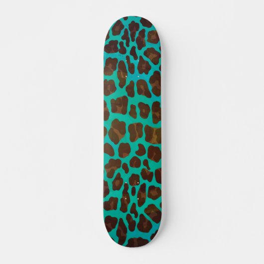 Leopard Brown und Aquamarin Print Skateboard (Vorne)