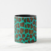Leopard Brown und Aquamarin Print Tasse (Zentrum)