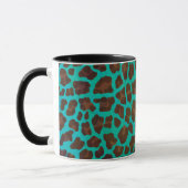 Leopard Brown und Aquamarin Print Tasse (Links)