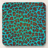 Leopard Brown und Aquamarin Print Untersetzer (Vorderseite)