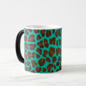 Leopard Brown und Aquamarin Print Verwandlungstasse (Vorderseite Links)