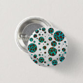 Leopard Brown und Aquamarin PrintPolka Dots Button (Vorne & Hinten)