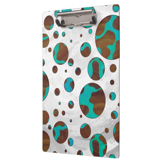 Leopard Brown und Aquamarin PrintPolka Dots Klemmbrett (Links)
