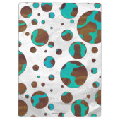 Leopard Brown und Aquamarin PrintPolka Dots Klemmbrett (Rückseite)