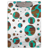 Leopard Brown und Aquamarin PrintPolka Dots Klemmbrett (Vorderseite)