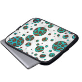 Leopard Brown und Aquamarin PrintPolka Dots Laptopschutzhülle (Vorne Knopf)