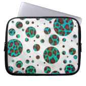 Leopard Brown und Aquamarin PrintPolka Dots Laptopschutzhülle (Vorderseite)