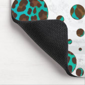 Leopard Brown und Aquamarin PrintPolka Dots Mousepad (Ecke)