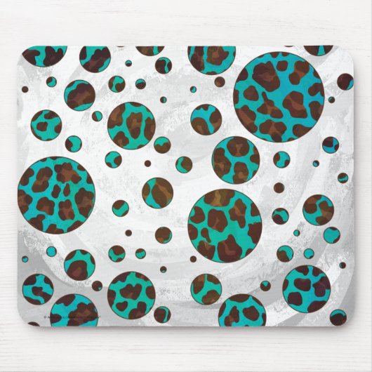 Leopard Brown und Aquamarin PrintPolka Dots Mousepad (Vorne)