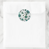 Leopard Brown und Aquamarin PrintPolka Dots Runder Aufkleber (Tasche)