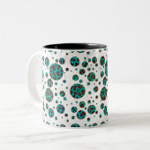 Leopard Brown und Aquamarin PrintPolka Dots Zweifarbige Tasse (Vorderseite Links)