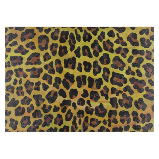 Leopard, Brown und Gelb-Druck-Glasplatine Schneidebrett (Vorderseite)