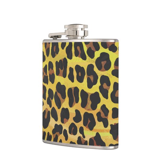 Leopard Brown und Gelb Print Flachmann (Links)