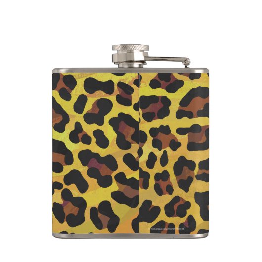 Leopard Brown und Gelb Print Flachmann (Rückseite)