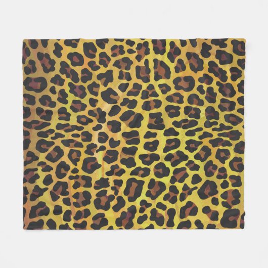 Leopard Brown und Gelb Print Fleecedecke (Vorderseite (Horizontal))