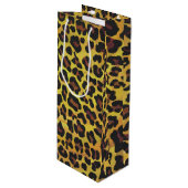 Leopard Brown und Gelb Print Geschenktüte Für Weinflaschen (Vorderseite Schrägansicht)