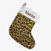 Leopard Brown und Gelb Print Großer Weihnachtsstrumpf (Vorderansicht (hängend))