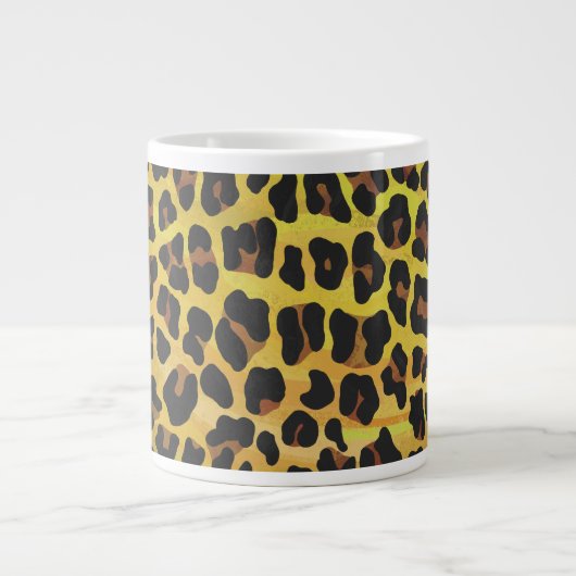 Leopard Brown und Gelb Print Jumbo-Tasse (Vorderseite)