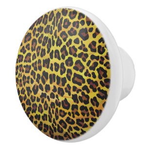 Leopard Brown und Gelb Print Keramikknauf