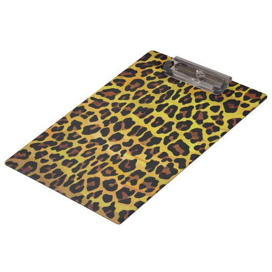 Leopard Brown und Gelb Print Klemmbrett (Schrägansicht)