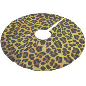 Leopard Brown und Gelb Print Polyester Weihnachtsbaumdecke (Schrägansicht)
