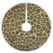 Leopard Brown und Gelb Print Polyester Weihnachtsbaumdecke (Vorderseite)
