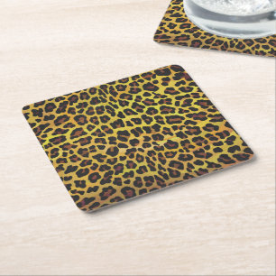Leopard Brown und Gelb Print Rechteckiger Pappuntersetzer