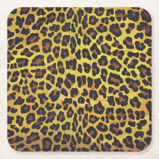 Leopard Brown und Gelb Print Rechteckiger Pappuntersetzer (Vorderseite)