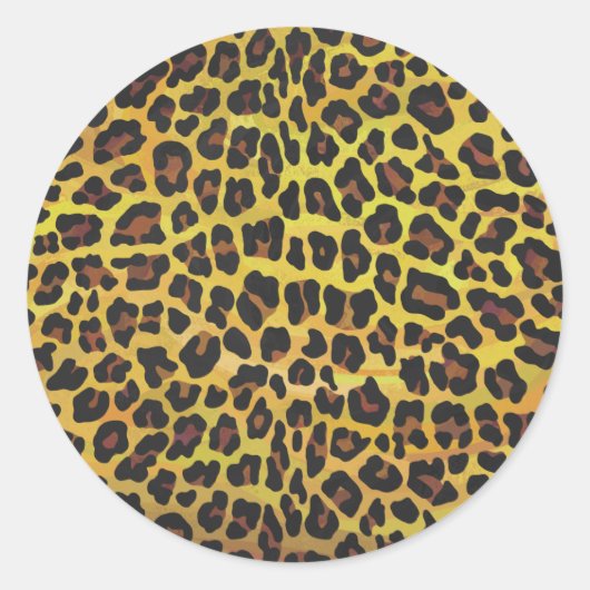 Leopard Brown und Gelb Print Runder Aufkleber (Vorderseite)