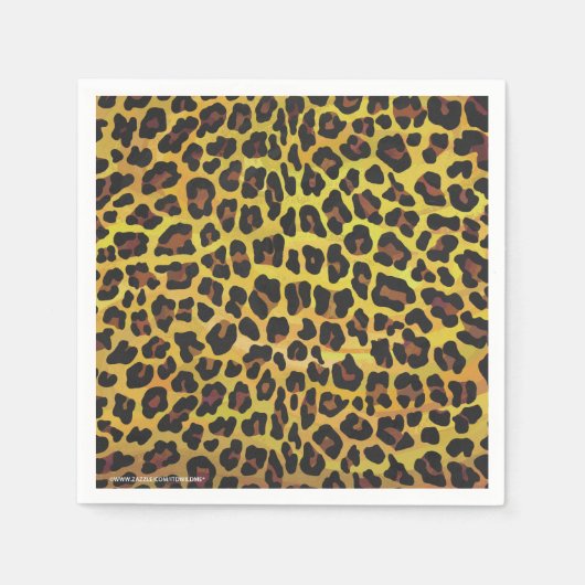 Leopard Brown und Gelb Print Serviette (Vorderseite)