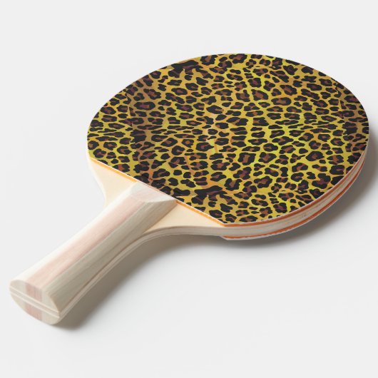 Leopard Brown und Gelb Print Tischtennis Schläger (Vorderseite)