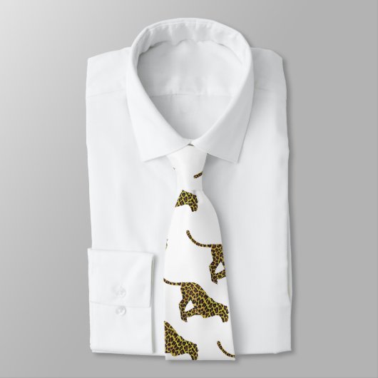 Leopard Brown und Gelbe Silhouette Krawatte (Gebunden)