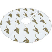 Leopard Brown und Gelbe Silhouette Polyester Weihnachtsbaumdecke (Schrägansicht)