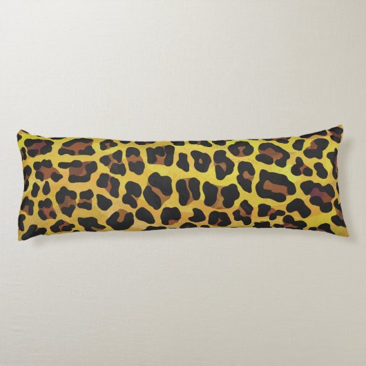 Leopard Brown und Gelbe Silhouette Seitenschläferkissen (Rückseite)