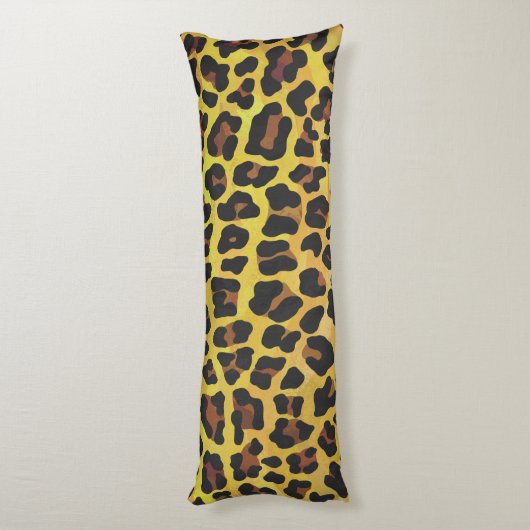 Leopard Brown und Gelbe Silhouette Seitenschläferkissen (Rückseite (Vertikal))