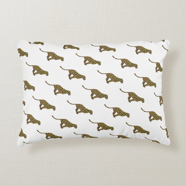 Leopard Brown und Gelbe Silhouette Zierkissen (Vorderseite)