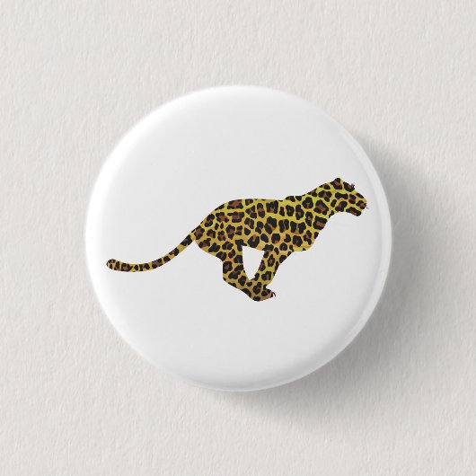 Leopard Brown und Gelbe Siloette Button (Vorderseite)