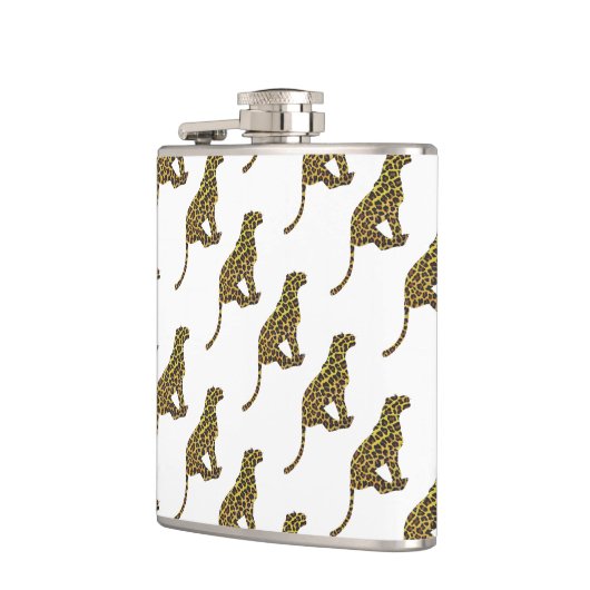 Leopard Brown und Gelbe Siloette Flachmann (Links)