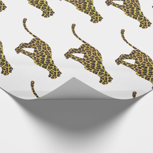 Leopard Brown und Gelbe Siloette Geschenkpapier (Ecke)