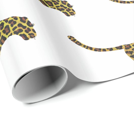 Leopard Brown und Gelbe Siloette Geschenkpapier (Rolleneckpunkt)