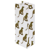 Leopard Brown und Gelbe Siloette Geschenktüte Für Weinflaschen (Rückseite Schrägansicht)