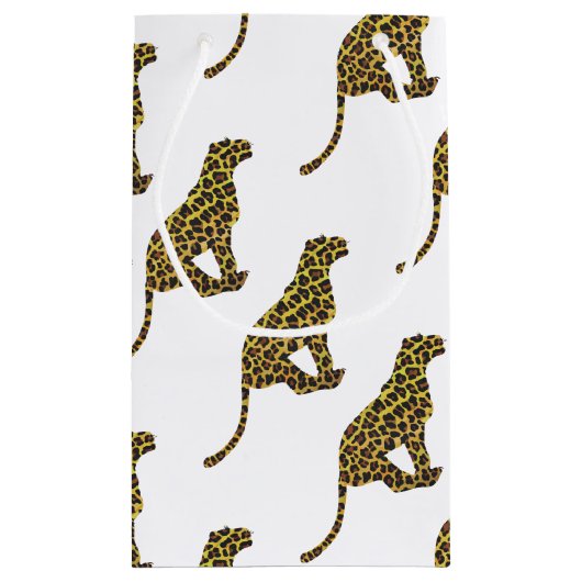 Leopard Brown und Gelbe Siloette Kleine Geschenktüte (Rückseite)