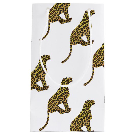 Leopard Brown und Gelbe Siloette Kleine Geschenktüte (Vorderseite)