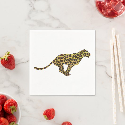 Leopard Brown und Gelbe Siloette Serviette (Beispiel)