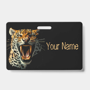 Leopard brüllender Angriffskopf Ausweis