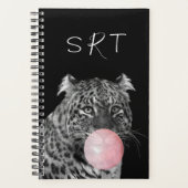 Leopard Bubble Gum Cat Animal Monogram Planer (Vorderseite)