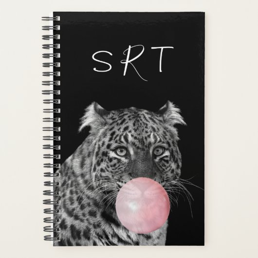 Leopard Bubble Gum Cat Animal Monogram Planer (Vorderseite)