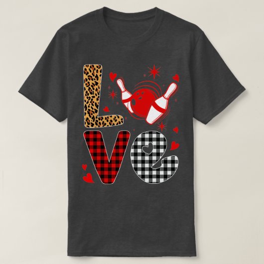 Leopard Buffalo Kariert Bowling Player Funny Valen T-Shirt (Design vorne)